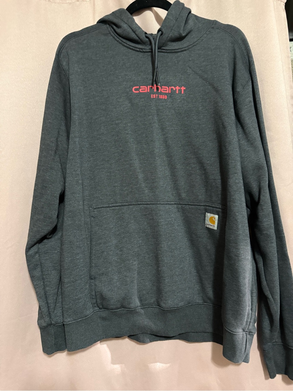 Carhartt Dark Gray Hoodie with Red Logo